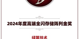 绿算技术GP系列产品荣获2024年度高端全闪存储阵列金奖